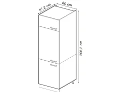 Vicco Kühlumbauschrank R-Line Hochschrank für die Küche Schwarz Beton/Weiß 60 cm Beton Anthrazit