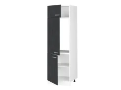 Vicco Kühlumbauschrank R-Line Hochschrank für die Küche Schwarz Beton/Weiß 60 cm Beton Anthrazit