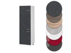 Vicco Kühlumbauschrank R-Line Hochschrank für die Küche Schwarz Beton/Weiß 60 cm Beton Anthrazit