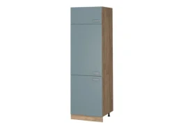 Vicco Kühlumbauschrank R-Line Hochschrank für die Küche Blau-Grau/Goldkraft Eiche 60 cm< Küchenschränke