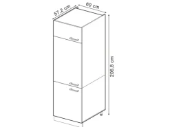 Vicco Kühlumbauschrank R-Line Hochschrank für die Küche Blau-Grau/Goldkraft Eiche 60 cm< Küchenschränke