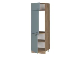 Vicco Kühlumbauschrank R-Line Hochschrank für die Küche Blau-Grau/Goldkraft Eiche 60 cm< Küchenschränke
