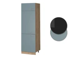 Vicco Kühlumbauschrank R-Line Hochschrank für die Küche Blau-Grau/Goldkraft Eiche 60 cm< Küchenschränke