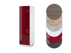 Discount Vicco Kühlumbauschrank R-Line Hochschrank für die Küche Bordeaux Hochglanz/Weiß 60 cm Bordeaux-Glanz