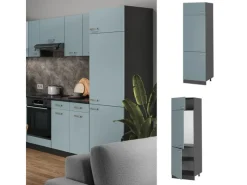 Sale Vicco Kühlumbauschrank R-Line Hochschrank für die Küche Blau-Grau/Anthrazit 60 cm Blaugrau
