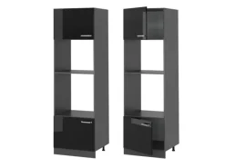 Vicco Mikrowellenschrank R-Line Küchenregal für die Mikrowelle Schwarz Hochglanz/Anthrazit 60 cm< Küchenregale|Küchenschränke