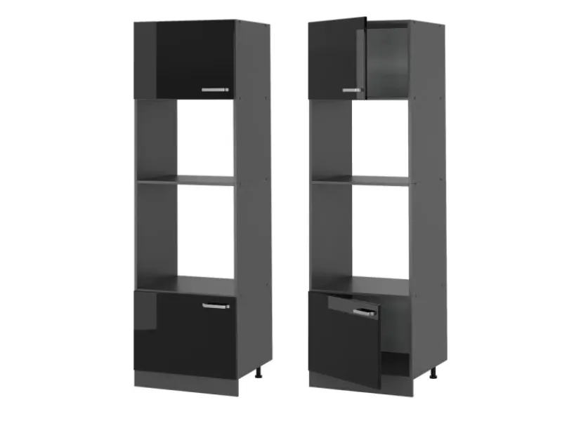 Vicco Mikrowellenschrank R-Line Küchenregal für die Mikrowelle Schwarz Hochglanz/Anthrazit 60 cm< Küchenregale|Küchenschränke
