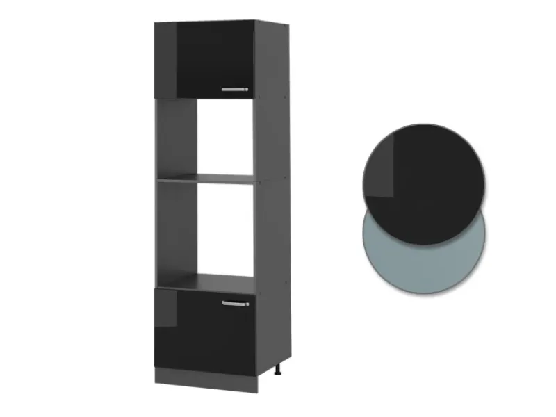 Vicco Mikrowellenschrank R-Line Küchenregal für die Mikrowelle Schwarz Hochglanz/Anthrazit 60 cm< Küchenregale|Küchenschränke