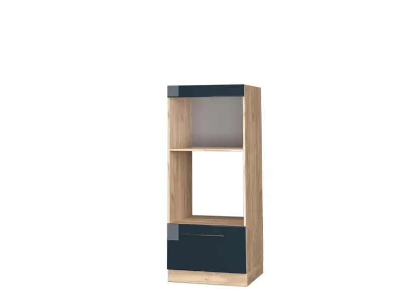 Sale Vicco Mikrowellenschrank Fame-Line Hochglanz/Goldkraft Eiche 60 cm Offen Dunkelblau