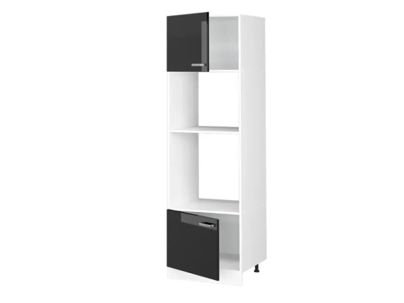 Vicco Mikrowellenschrank R-Line Küchenregal für die Mikrowelle Schwarz Hochglanz/Weiß 60 cm< Küchenregale