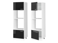 Vicco Mikrowellenschrank R-Line Küchenregal für die Mikrowelle Schwarz Hochglanz/Weiß 60 cm< Küchenregale