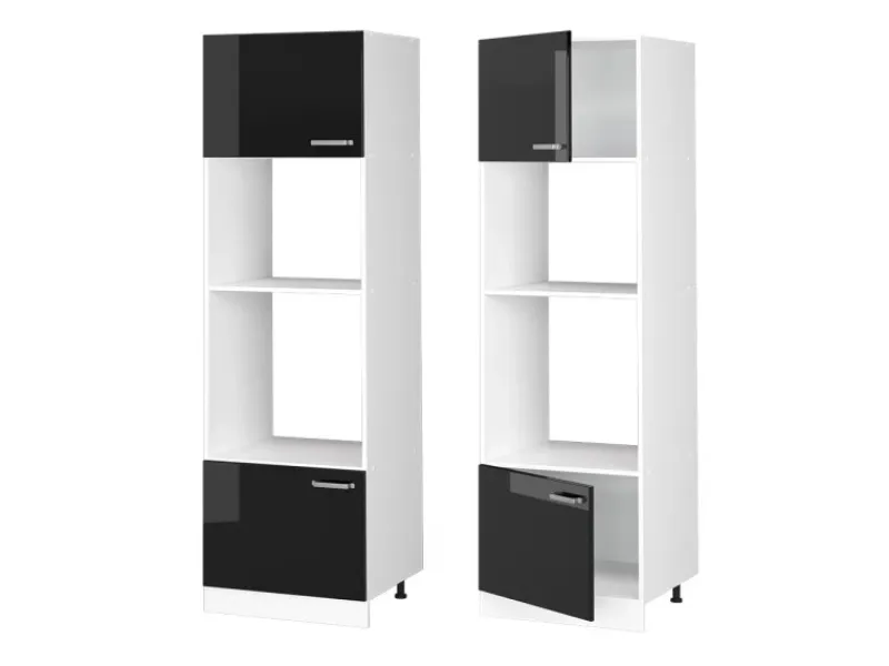 Vicco Mikrowellenschrank R-Line Küchenregal für die Mikrowelle Schwarz Hochglanz/Weiß 60 cm< Küchenregale