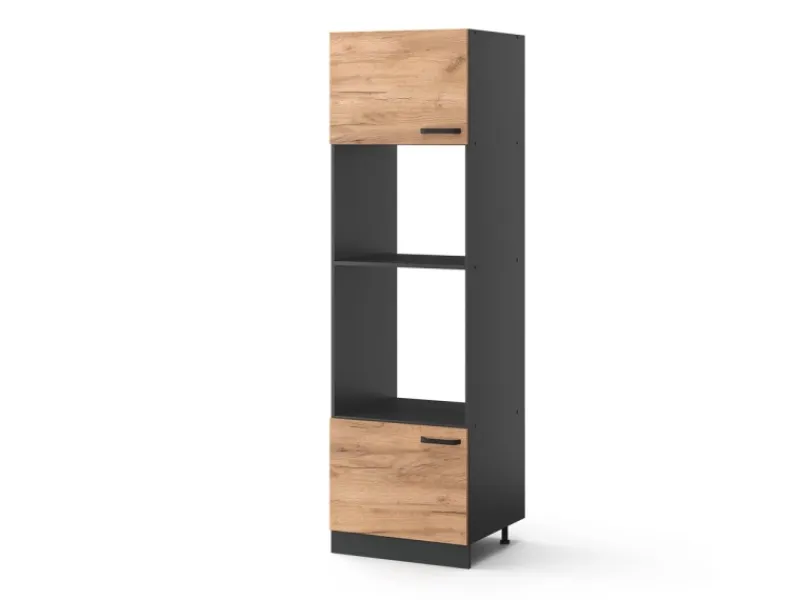 Discount Vicco Mikrowellenschrank R-Line Küchenregal für die Mikrowelle Goldkraft /Anthrazit 60 cm Eiche
