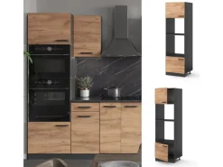 Discount Vicco Mikrowellenschrank R-Line Küchenregal für die Mikrowelle Goldkraft /Anthrazit 60 cm Eiche