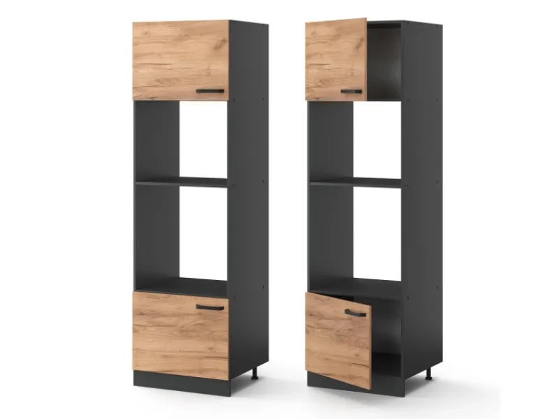 Discount Vicco Mikrowellenschrank R-Line Küchenregal für die Mikrowelle Goldkraft /Anthrazit 60 cm Eiche