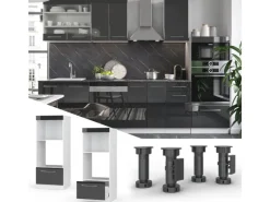 Online Vicco Mikrowellenschrank Fame-Line Hochglanz/Weiß 60 cm Offen Anthrazit