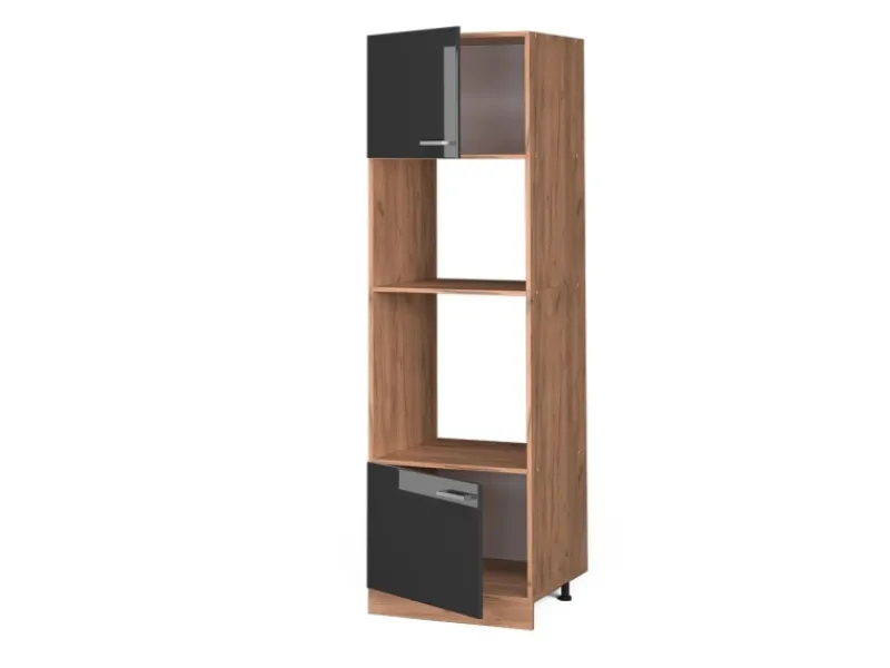 Best Vicco Mikrowellenschrank R-Line Hochglanz/Goldkraft Eiche 60 cm Anthrazit