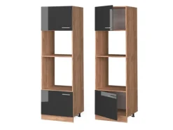Best Vicco Mikrowellenschrank R-Line Hochglanz/Goldkraft Eiche 60 cm Anthrazit