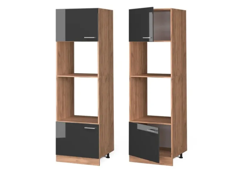 Best Vicco Mikrowellenschrank R-Line Hochglanz/Goldkraft Eiche 60 cm Anthrazit