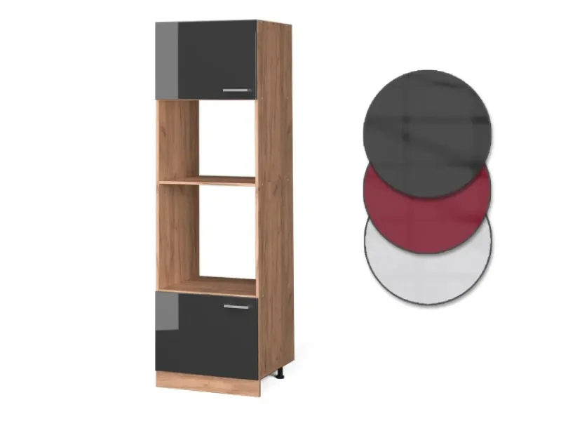 Best Vicco Mikrowellenschrank R-Line Hochglanz/Goldkraft Eiche 60 cm Anthrazit