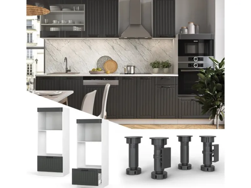 Vicco Mikrowellenschrank Fame-Line Küchenregal für die Mikrowelle Anthrazit/Weiß 60 cm Offen< Küchenregale