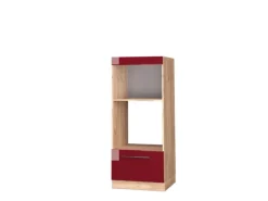 Vicco Mikrowellenschrank Fame-Line Bordeaux Hochglanz/Goldkraft Eiche 60 cm Offen Bordeaux-Glanz