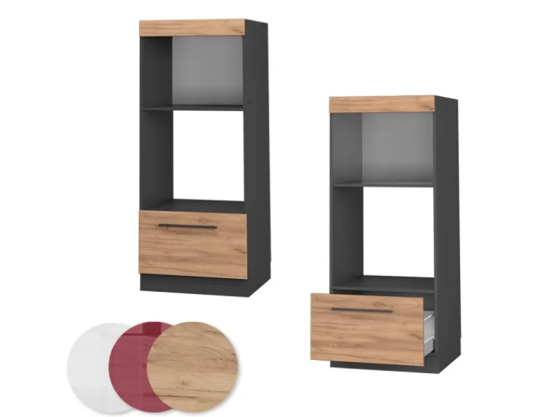 Küchenregale|Küchenschränke<Vicco Mikrowellenschrank Fame-Line Goldkraft /Anthrazit 60 cm Offen