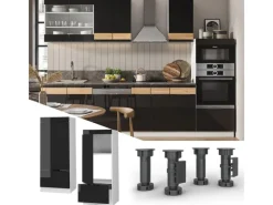 Küchenschränke<Vicco Mikrowellenschrank Fame-Line Schwarz Eiche Hochglanz 60 cm