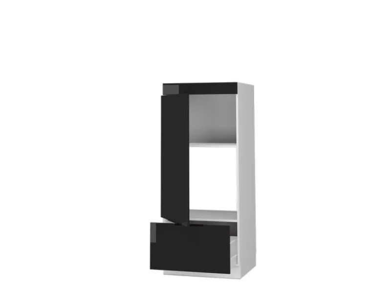 Küchenschränke<Vicco Mikrowellenschrank Fame-Line Schwarz Eiche Hochglanz 60 cm