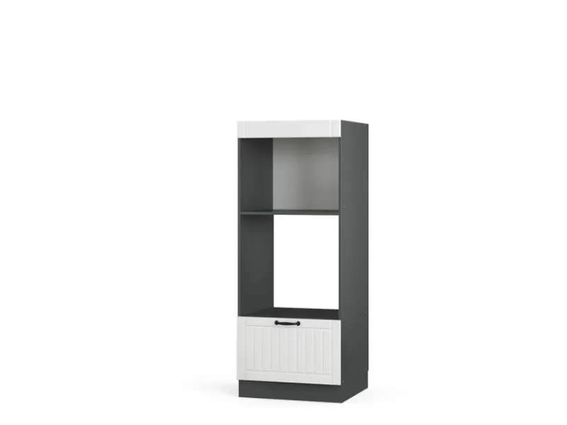 Best Vicco Mikrowellenschrank Fame-Line Landhaus/Anthrazit 60 cm Offen Weiß