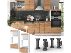 Pantryküchen<Vicco Mikrowellenschrank Fame-Line Küchenregal für die Mikrowelle Goldkraft /Weiß 60 cm Offen