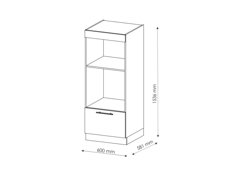 Pantryküchen<Vicco Mikrowellenschrank Fame-Line Küchenregal für die Mikrowelle Goldkraft /Weiß 60 cm Offen