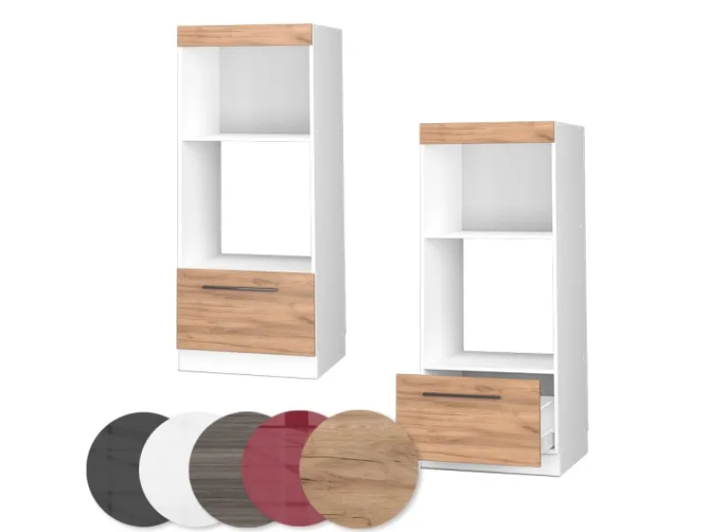 Pantryküchen<Vicco Mikrowellenschrank Fame-Line Küchenregal für die Mikrowelle Goldkraft /Weiß 60 cm Offen