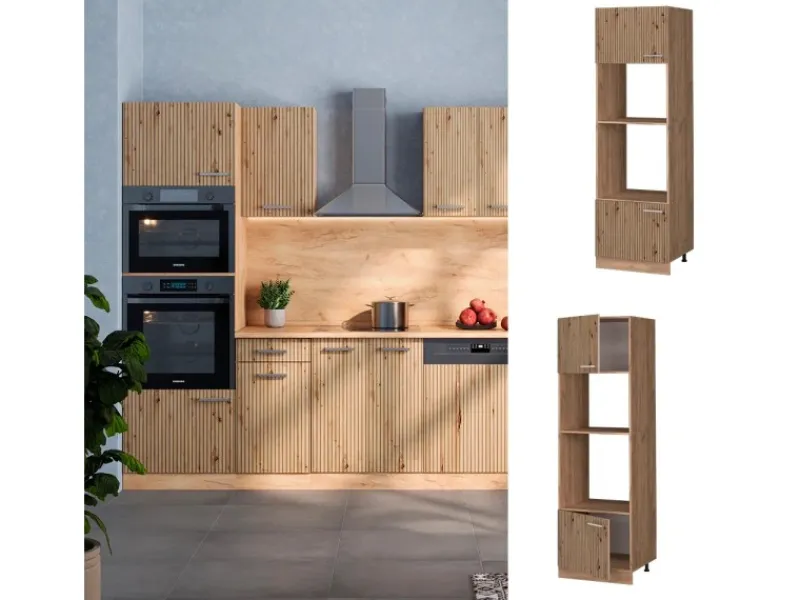 Vicco Mikrowellenschrank R-Line Küchenregal für die Mikrowelle Artisan-Eiche/Goldkraft Eiche 60 cm< Küchenregale