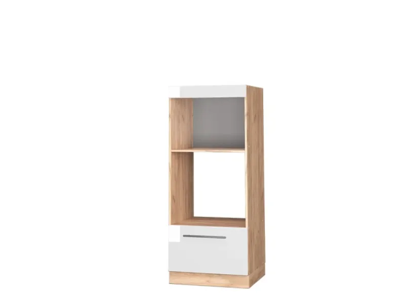 Vicco Mikrowellenschrank Fame-Line Hochglanz/Goldkraft Eiche 60 cm Offen< Einbauküchen