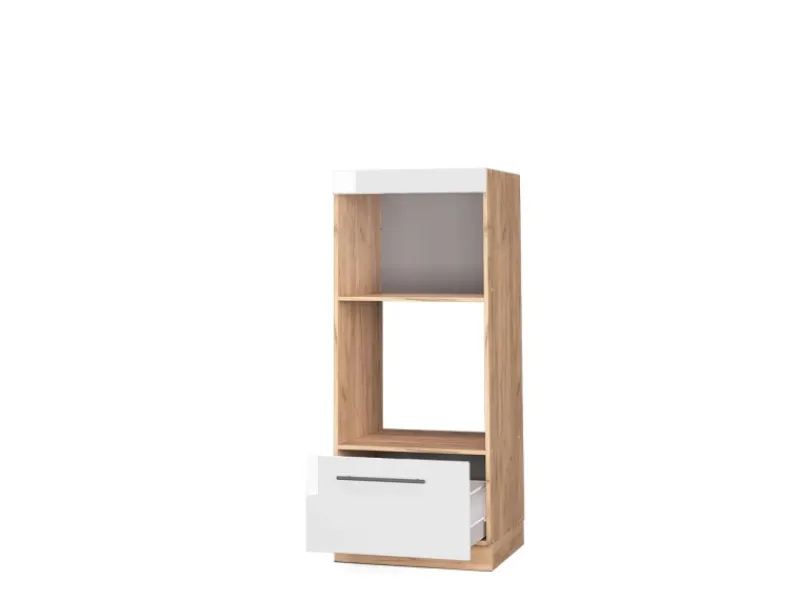 Vicco Mikrowellenschrank Fame-Line Hochglanz/Goldkraft Eiche 60 cm Offen< Einbauküchen