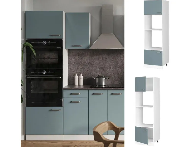 Küchenregale|Küchenschränke<Vicco Mikrowellenschrank R-Line Küchenregal für die Mikrowelle Blau-Grau/Weiß 60 cm