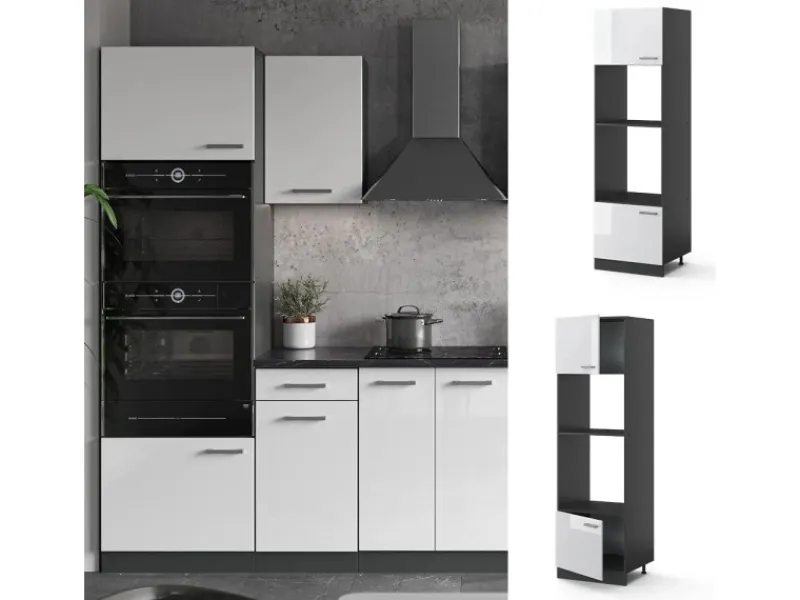 Küchenregale<Vicco Mikrowellenschrank R-Line Küchenregal für die Mikrowelle Hochglanz/Anthrazit 60 cm