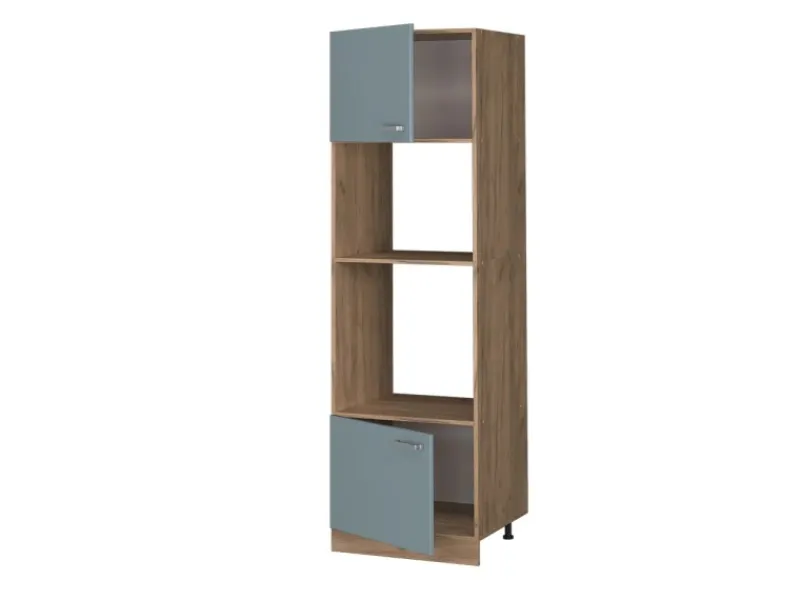Küchenregale<Vicco Mikrowellenschrank R-Line Küchenregal für die Mikrowelle Blau-Grau/Goldkraft Eiche 60 cm