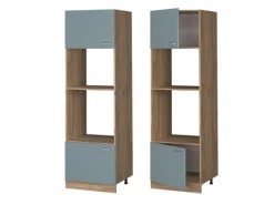 Küchenregale<Vicco Mikrowellenschrank R-Line Küchenregal für die Mikrowelle Blau-Grau/Goldkraft Eiche 60 cm
