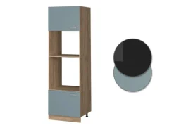 Küchenregale<Vicco Mikrowellenschrank R-Line Küchenregal für die Mikrowelle Blau-Grau/Goldkraft Eiche 60 cm