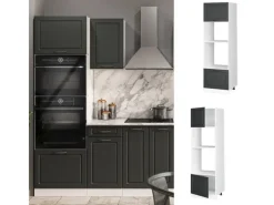 Clearance Vicco Mikrowellenschrank R-Line Küchenregal für die Mikrowelle Anthrazit Landhaus/Weiß 60 cm Anthrazitgrau
