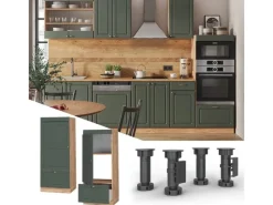 Herde|Küchenschränke<Vicco Mikrowellenschrank Fame-Line Grün-Gold Landhaus/Goldkraft Eiche 60 cm