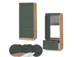 Herde|Küchenschränke<Vicco Mikrowellenschrank Fame-Line Grün-Gold Landhaus/Goldkraft Eiche 60 cm