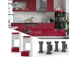 Vicco Mikrowellenschrank Fame-Line Bordeaux Hochglanz/Weiß 60 cm Offen< Küchenregale|Küchenschränke