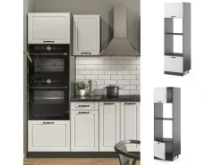 Sale Vicco Mikrowellenschrank R-Line Küchenregal für die Mikrowelle Weiß Landhaus/Anthrazit 60 cm