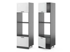 Sale Vicco Mikrowellenschrank R-Line Küchenregal für die Mikrowelle Weiß Landhaus/Anthrazit 60 cm
