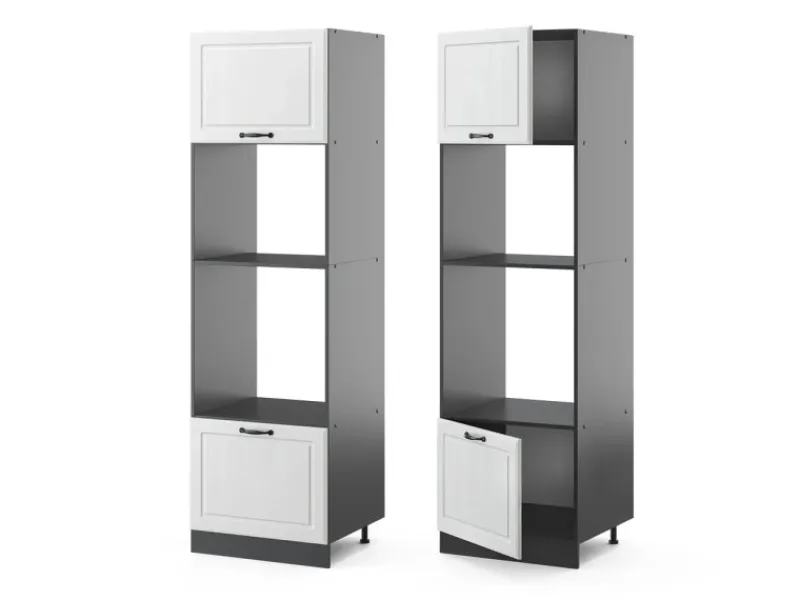 Sale Vicco Mikrowellenschrank R-Line Küchenregal für die Mikrowelle Weiß Landhaus/Anthrazit 60 cm
