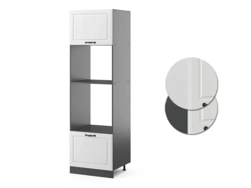 Sale Vicco Mikrowellenschrank R-Line Küchenregal für die Mikrowelle Weiß Landhaus/Anthrazit 60 cm