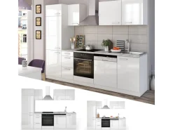 Vicco Optima Küchenzeile 270 cm ohne Arbeitsplatte mit LED-LeistenOptima ohne E-Geräte< Winkelküchen|Herde